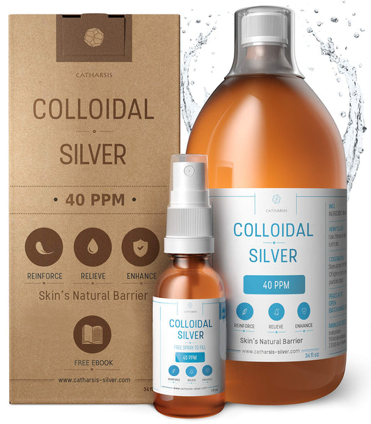 Premium colloidal silver bottle with certification label