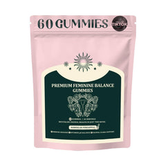 Premium Feminine Balance Gummies bottle with pineapple flavor