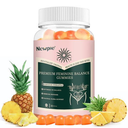 Bottle of Premium Feminine Balance Gummies with Pineapple flavor