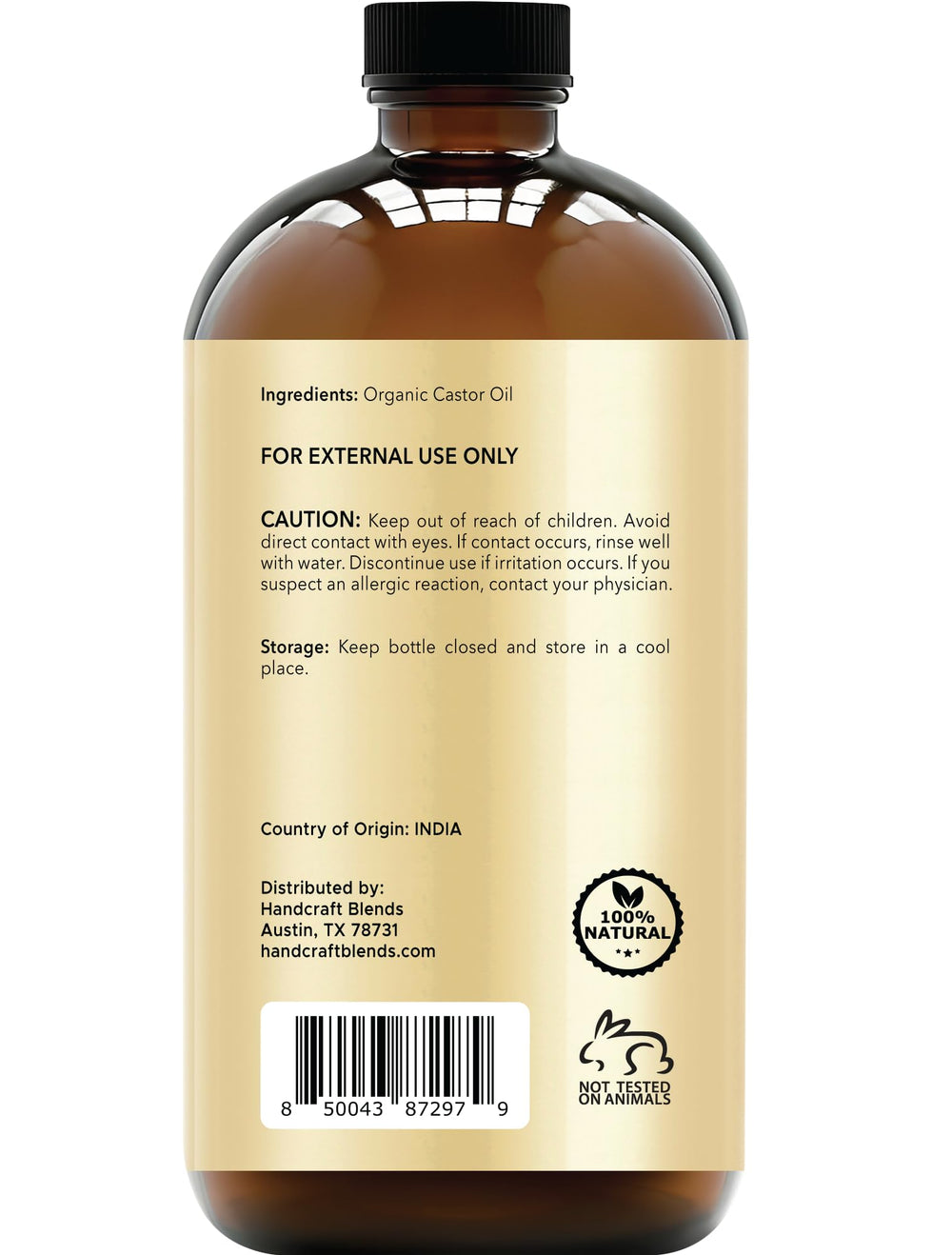 Premium-grade carrier oil castor oil 16oz