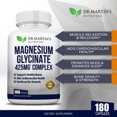 Label showing 425mg magnesium glycinate per capsule