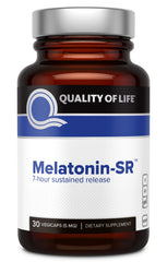 Front view of Premium Melatonin Sleep Support bottle with 30 Vegicaps