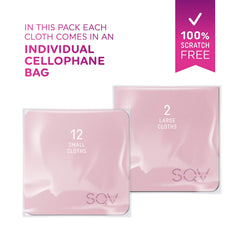 Packaging showing pink microfiber cloth set