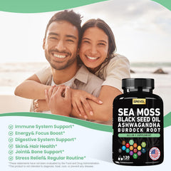 Premium organic ingredients used in sea moss capsules