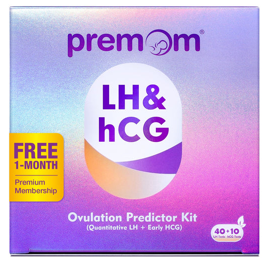 Front view of Premom 40-ovulation tests and 10-pregnancy tests kit