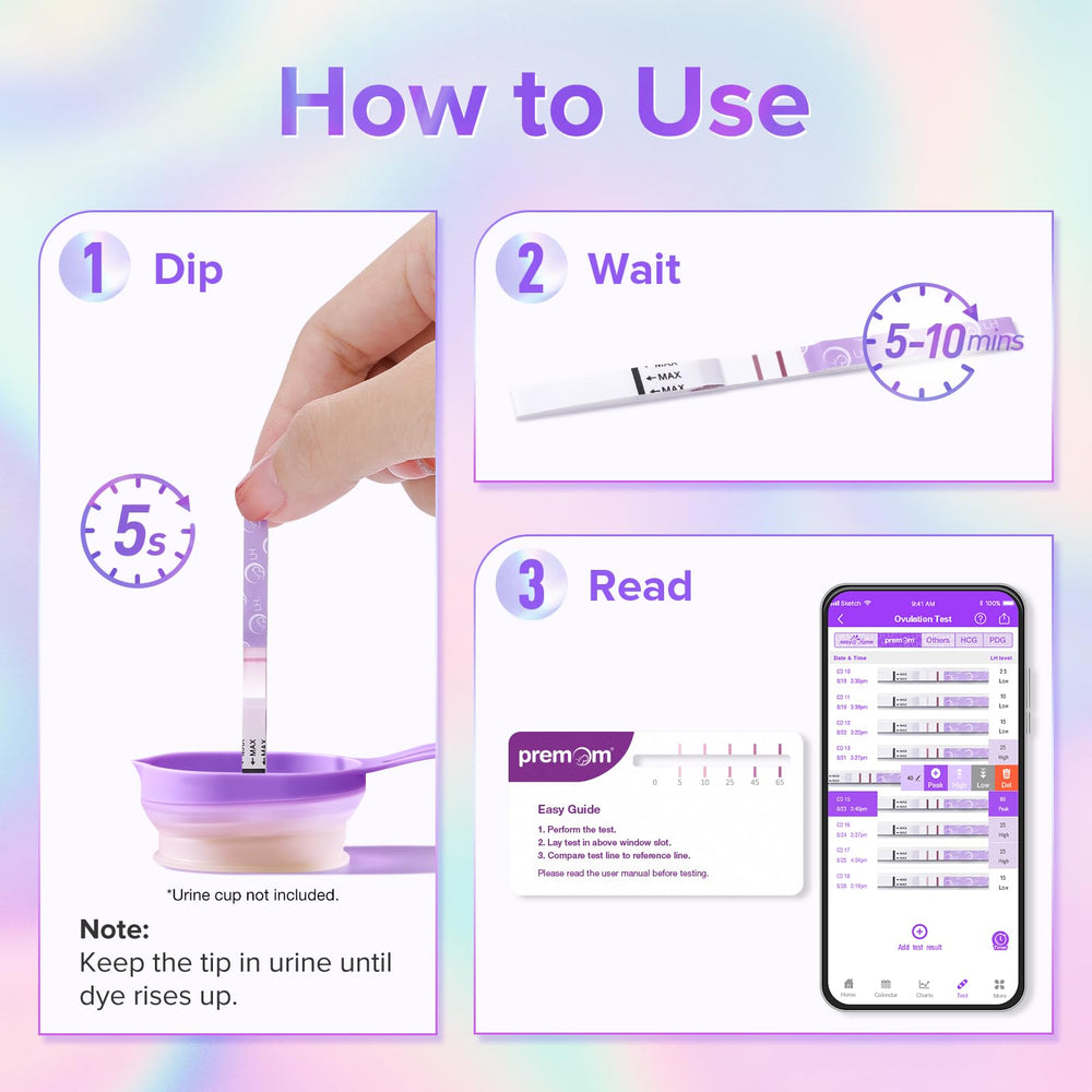 Premom dip test being conducted with OPK strips