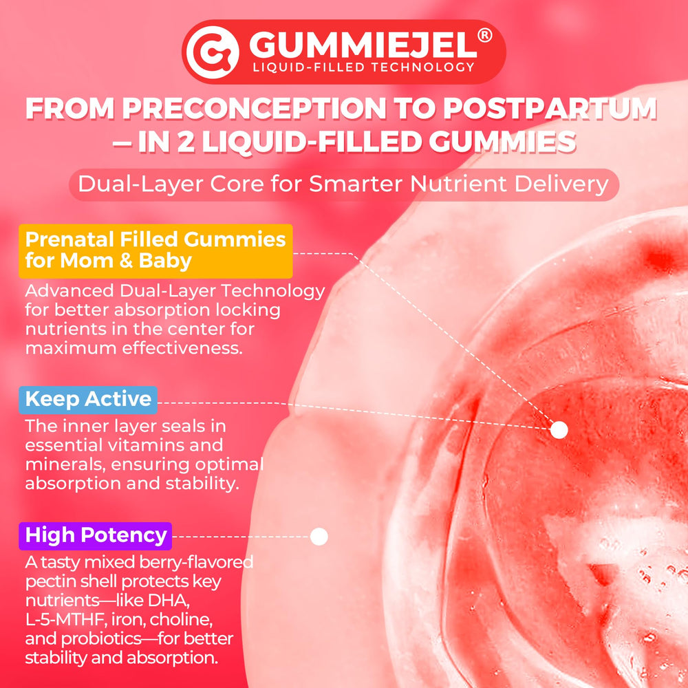All-in-one prenatal to postnatal vitamin gummies