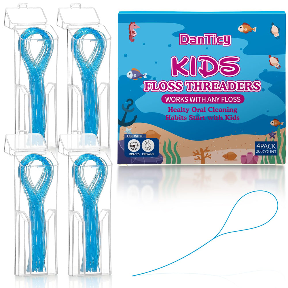 Packaging of Preteen Kids Floss Threaders 200PCS (4-Pack)