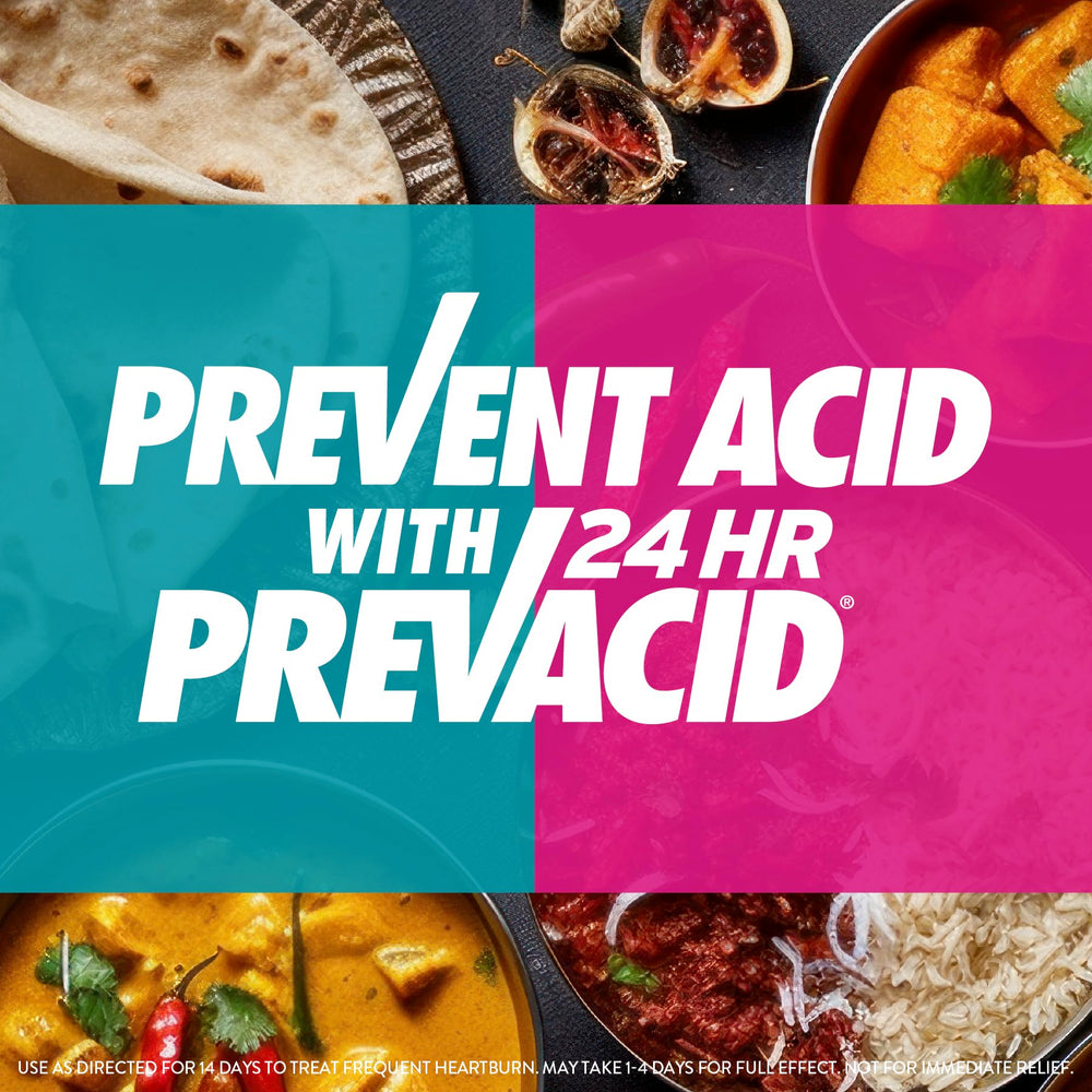 Prevacid 24HR bottle on table suggests everyday heartburn management.