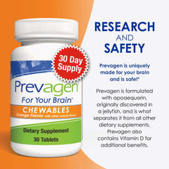 Prevagen regular-strength orange chewables pack on a countertop