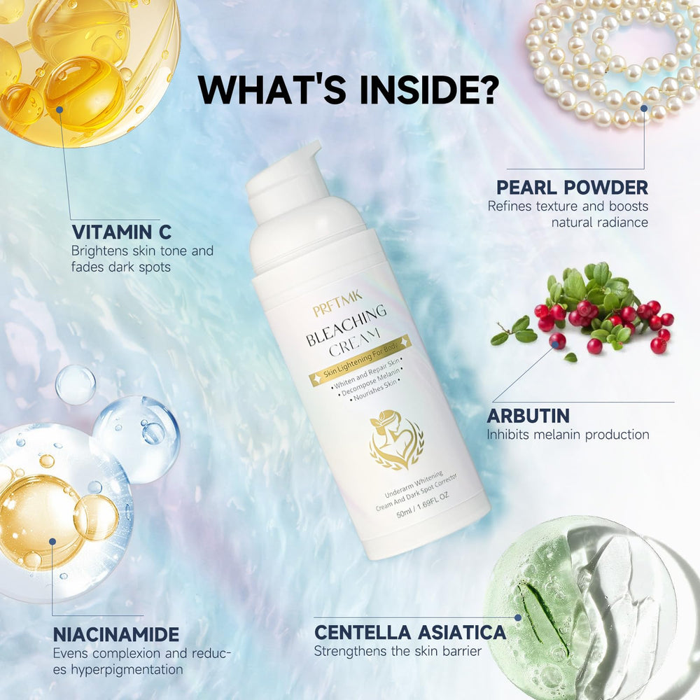 PRFTMK Skin Bleaching Cream bikini line softens discoloration for confidence.