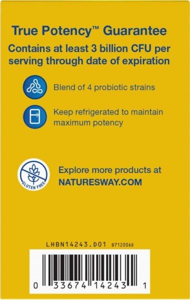 Ingredients and probiotic strains panel on the label