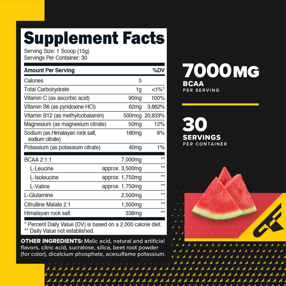 Primaforce BCAA Powder Watermelon packaging and label