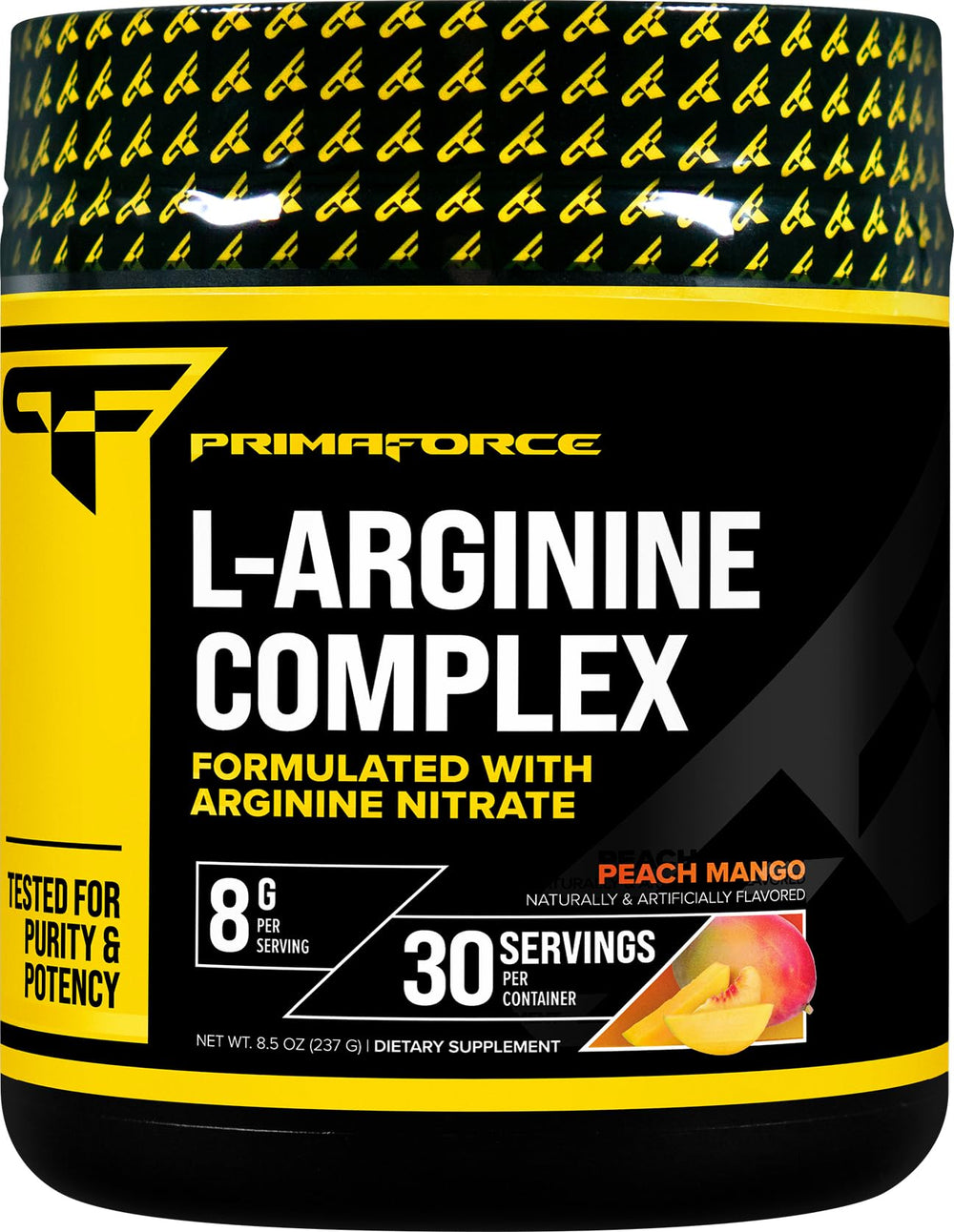 PrimaForce L-Arginine Complex Powder Peach Mango bottle with 30 servings