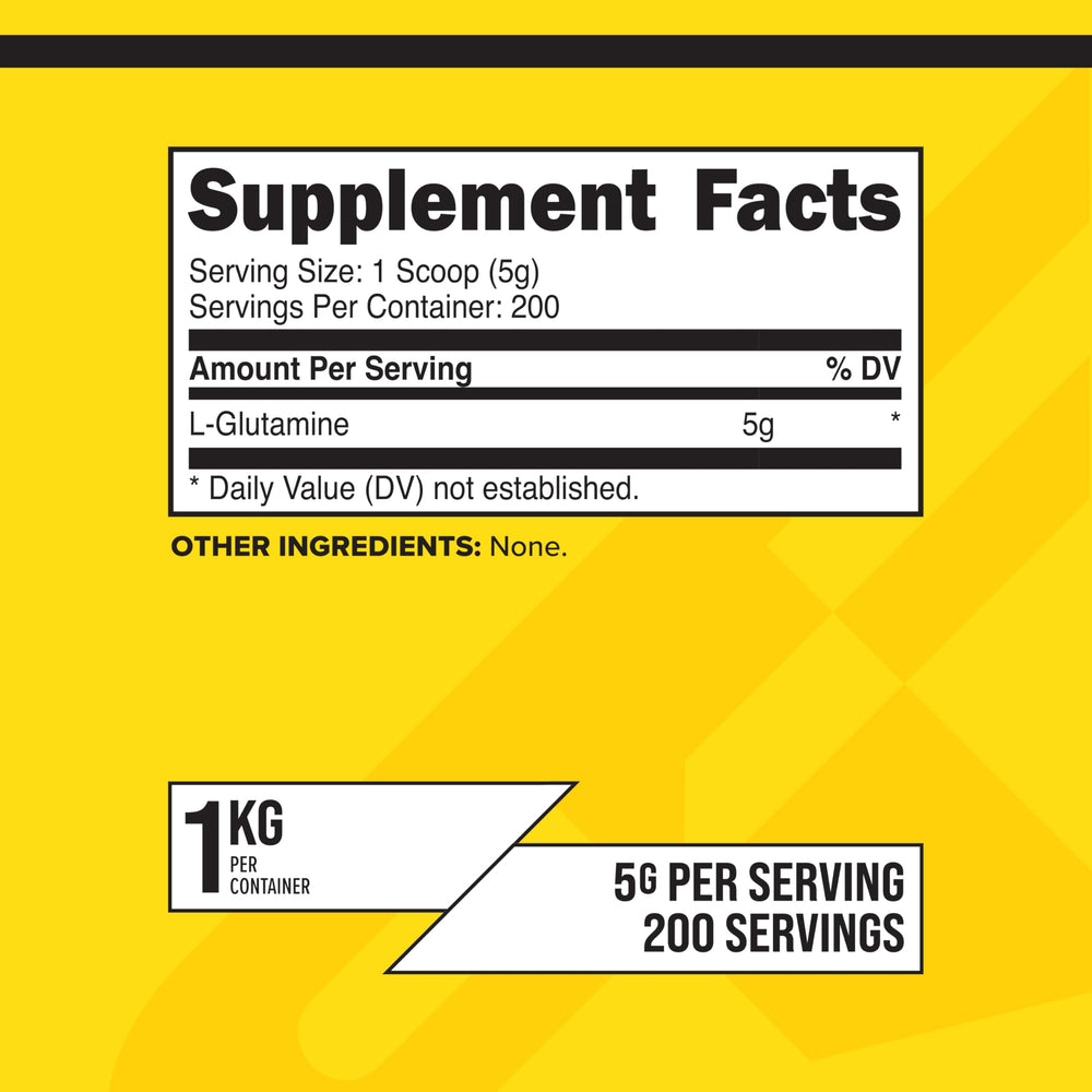 Unflavored L-Glutamine powder with scoop