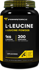 Front view of Primaforce L-Leucine Pure Powder 1 kg bottle