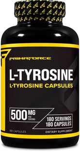 Primaforce L-Tyrosine capsules bottle with 180 capsules, 500 mg per serving