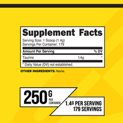 PrimaForce Taurine Powder 250g label showing ingredients