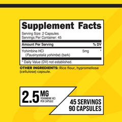 Close-up of Primaforce Yohimbine HCl 2.5mg bottle