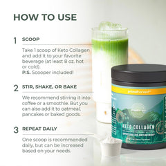 Keto Collagen powder being stirred into coffee