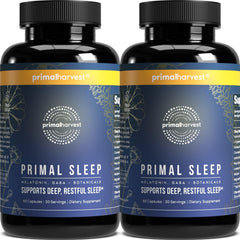 Primal Sleep 2-pack bottle front by Primal Harvest for calm bedtime routines.