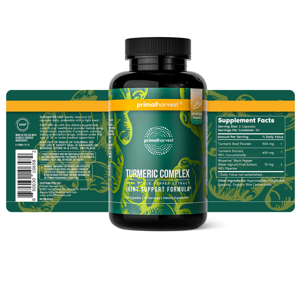 Primal Harvest Turmeric Complex bottle with 120 capsules
