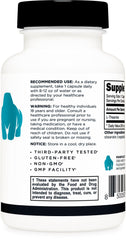 Bottle front showing 120 capsules per bottle