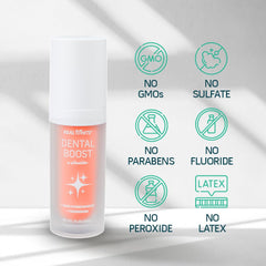 Smile with white teeth highlighting whitening and enamel protection.