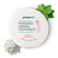 Front view of Dirty Mouth Toothpowder with Bubblegum flavor (0.25 oz)