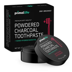 Jar of Dirty Mouth Toothpowder with Black Peppermint label
