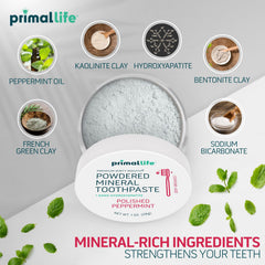 Peppermint essential oil highlight for the toothpaste powder