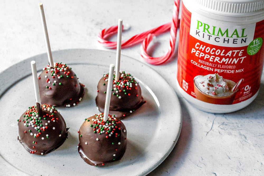 Hot chocolate prepared with Chocolate Peppermint Collagen Fuel