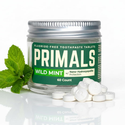 PRIMALS Fluoride-Free Toothpaste Tablets jar with label