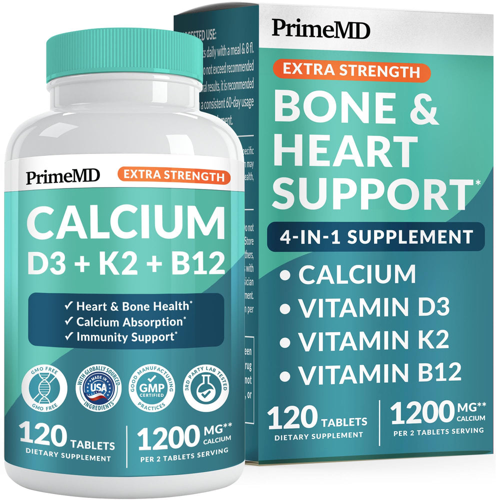 PrimeMD 4-in-1 Calcium 1200 mg bottle with D3 and K2 label