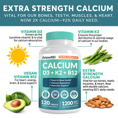 Calcium citrate & carbonate blend with D3, K2, and B12