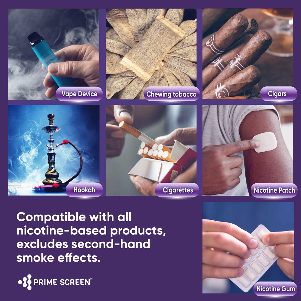 Prime Screen Cotinine oral fluid test packaging and 5-pack