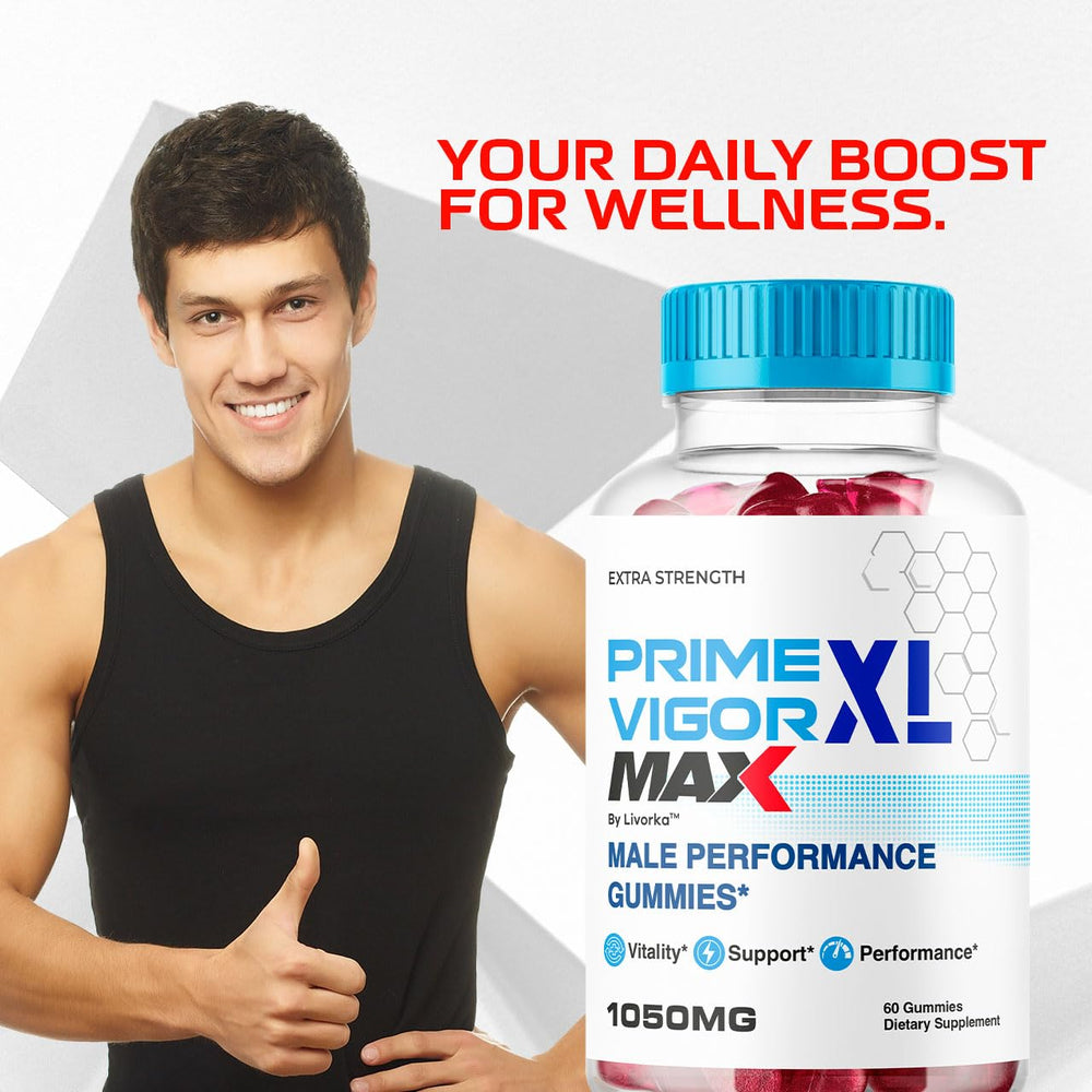 Primevigor XL Max bottle with gummies spilling out