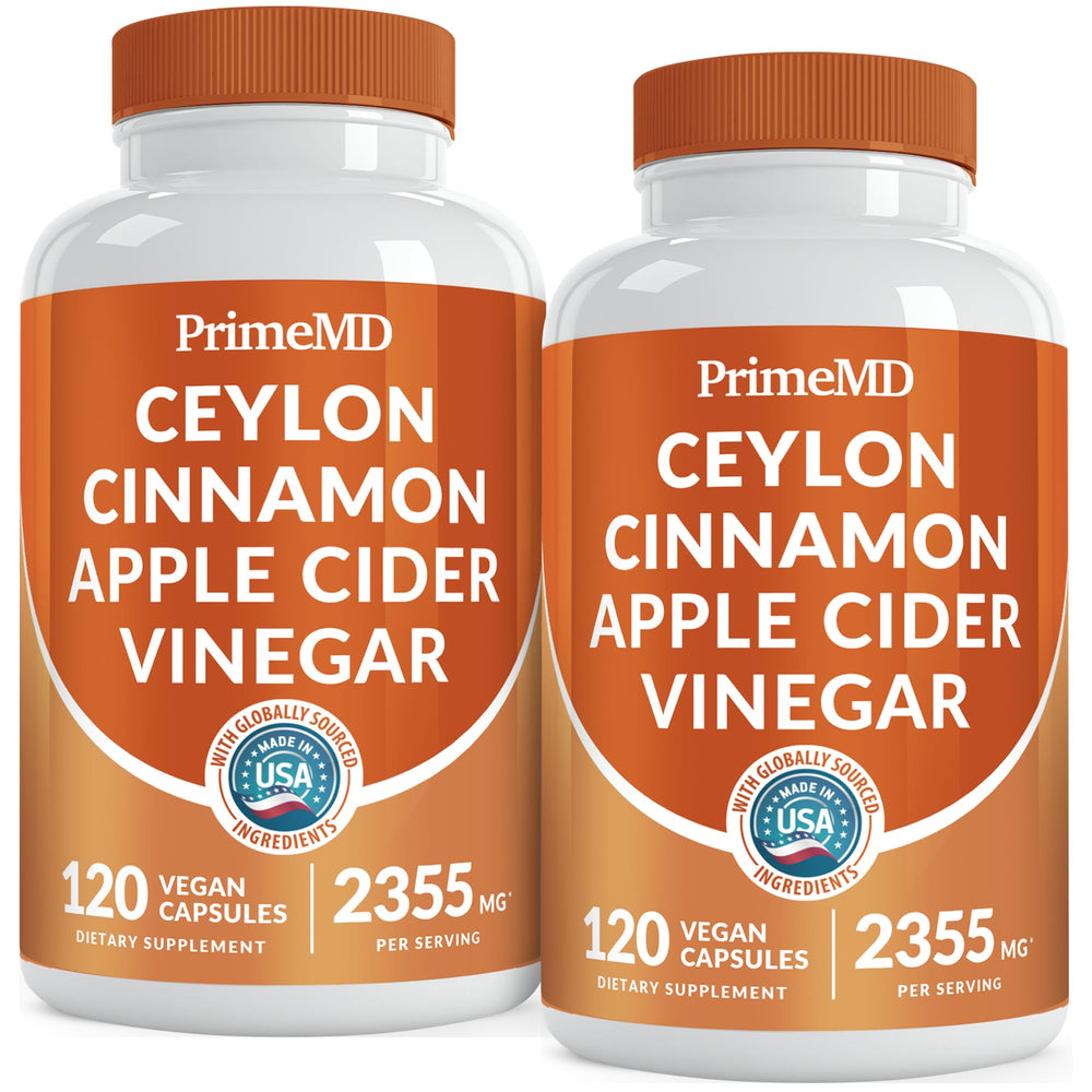 PrimeMD ceylon cinnamon capsules bottle front with daily wellness focus.