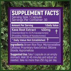 Close-up of Primo KAVA capsule showing 100mg kavalactones