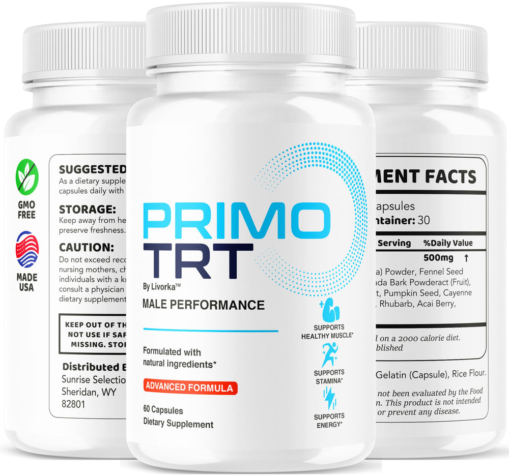 Lifestyle scene featuring Primo TRT pills for men