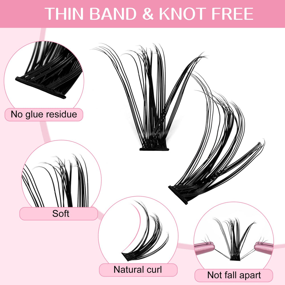 PRO LASHBEAUTY lash clusters with mixed lengths for versatile styles.