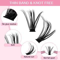 PRO LASHBEAUTY lash clusters with mixed lengths for versatile styles.