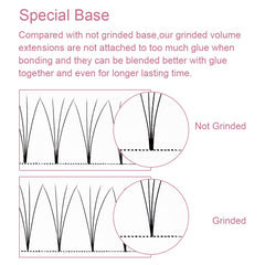 PRO LASHBEAUTY premade fans close-up showing secure root and easy placement