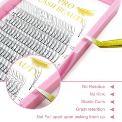 PRO LASHBEAUTY Premade Fans root bonding detail for secure adhesion.