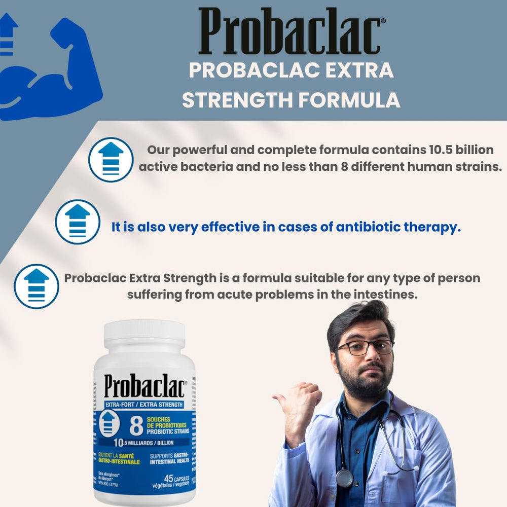 Illustration of seven probiotic strains for gut health