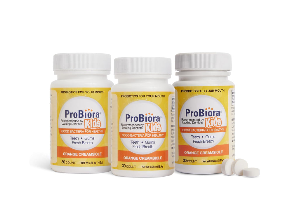 ProBiora Kids orange-creamsicle probiotic tablets packaging – pack of 3