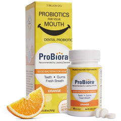 ProBiora Oral-Care orange-flavored chewable probiotic tablets bottle