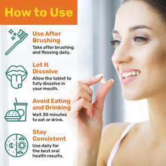 Smiling person holding ProBiora product for healthy teeth