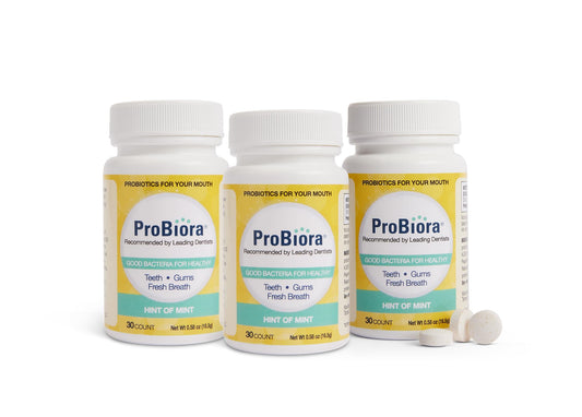 ProBiora oral-care probiotic tablets packaging front in mint flavor