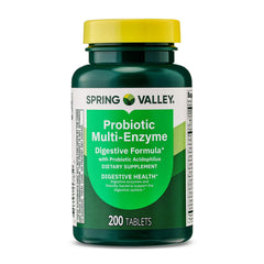 Front view of Probiotic Multi-Enzyme Digestive Formula Tablets bottle, 200 count